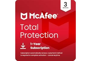 McAfee Total Protection 3-Device | AntiVirus Software 2026 for Windows PC & Mac, AI Scam Detection, VPN, Password Manager, Identity Monitoring | 1-Year Subscription with Auto-Renewal | Download