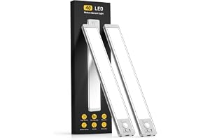 MCGOR 10inch Under Cabinet Lighting, 2 Pack Rechargeable Motion Sensor Light Indoor, 5 Levels Dimmable Magnetic Closet Lights, Wireless Under Counter Lights for Kitchen, Stairs