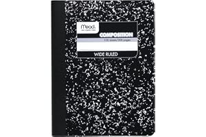 Mead Composition Notebook, Wide Ruled Paper, 7.5" x 9.75", 100 Sheets, Black Marble (09910)