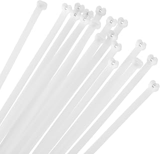 MECCANIXITY Cable Zip Ties 3/8 Inch, 50 Pcs 12 Inch Metal Tooth Self-locking Wire Ties for Cord Management Indoor Outdoor, Tensile Strength 120 lbs, White