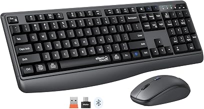 MEETION Silent Wireless Keyboard and Mouse Combo, Full-Sized Cordless Keyboard, 3 DPI Adjustable Optical Mouse, for Computers/Laptops/Windows/Mac,Black