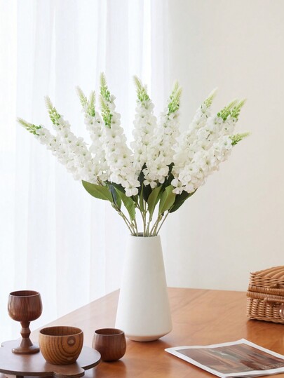 MEHELANY /8/6/4/2/1pc - 29.2 Inch - White Snapdragon Artificial Flowers, Delphinium Silk Flowers, Long Stem Hyacinth Faux Flowers, Realistic Touch, Artificial Larkspur, Suitable For Wedding, Home, Outdoor Party Floral Arrangements, Table Decoration, Garde