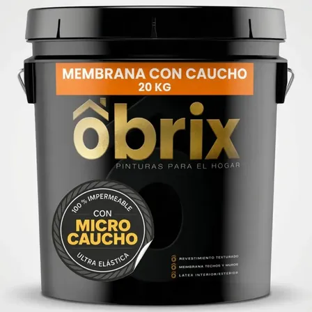 Membrana En Pasta Caucho Goma Obrix Techos Muros 20kg Acabado Mate Color Gris