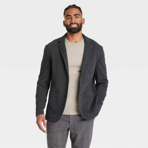 Men's Comfort Wear Knit Blazer - Goodfellow & Co Charcoal Gray L:
