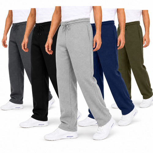 Men's Heavyweight Fleece Sweatpants, Open Bottom, Drawstring, Regular Fit S-3XL