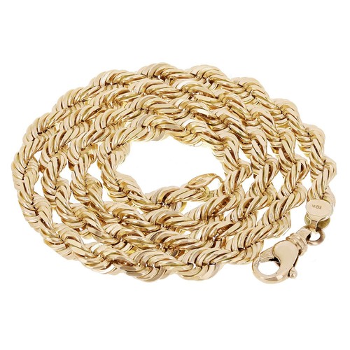 Men's Solid 10k Yellow Gold Diamond Cut Rope Chain Necklace 22" 7mm 79.2 grams