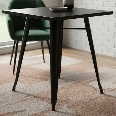 Mesa Tolix Comedor Bar Restaurant 60x60 Industrial Metal Negro patas Negro