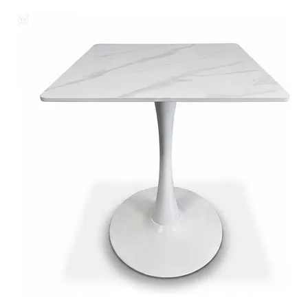 Mesa Tulip Neolith Cuadrada 70x70cm Comedor Bar Restaurante Blanco