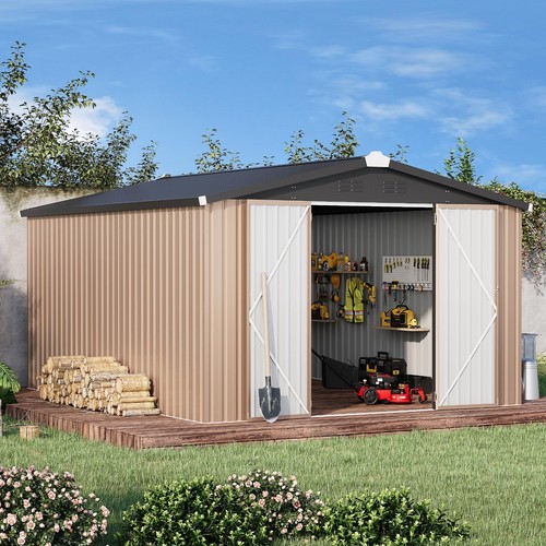 Metal Storage Shed for Ourdoor Steel House Tools Shed w/Lockable Door Yard Patio