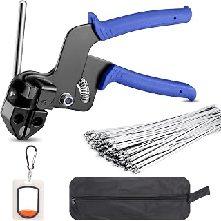Metal Zip Tie Gun Kit with 200 Pcs 12" Stainless Steel Cable Ties | Extra Long 304 Stainless Steel Wire Ties, Self-Locking for Exhaust Wrap, Garden Ties, pipes, UV Resistant Large Tie Wraps
