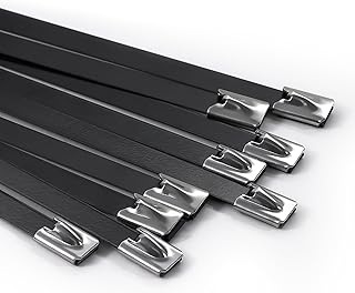 Metal Zip Ties Black 11.8-Inch Widen 304 Stainless Steel Zip Ties Heavy Duty, 270LBS Tensile Strength Steel Cable Ties, Durable for Exhaust Wrap Poultry Fence Chainlink Fence 30 PCS