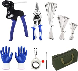 Metal Zip Ties Cutter Stainless Steel Cable Tie Gun Kit Assortment With 150pcs Stainless Steel Zip Ties Heavy Duty Outdoor For Chain Link Fence Parts Exhaust Wrap