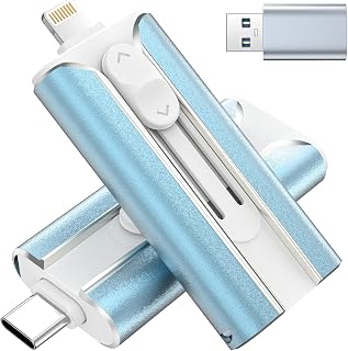 MFI Certified 512GB Flash Drive &ndash; Photo Stick and USB Stick Offers Photo/Video Storage, The External Storage is Compatible with iOS, Android, and Pc,1 Pack (Blue)(Available Space: ~484GB)