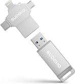 MFi Certified Photo Stick 128GB USB 3.0 Flash Drive for iPhone, 4 in 1 External Thumb Drive for Picture Video Saver and Backup, High Speed Memory Stick USB Drive for iPhone/iPad/Android/PC (Silver)