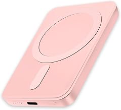 Miady Magnetic Portable Charger Power Bank for iPhone 5000mAh | Mini Portable Charger, Compact 5W Wireless Battery Pack for iPhone 17/16/15/14/13/12, Pink