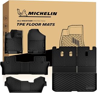 Michelin Vehicle Mats for 2016-2022 Honda Pilot 8-Seat Floor Mats | Not fit Elite&Black Edition, Custom Fit Floor Mats & Backrest/Trunk Liner, All-Weather TPE Car Accessories, 5 PCS, Premier
