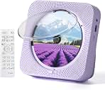 MICOCIOUS CD Player with Speakers Bluetooth Desktop CD Players for Home Kpop Music CD Player with LED Screen FM Radio Timer Support AUX USB TF Card Playback（Purple）