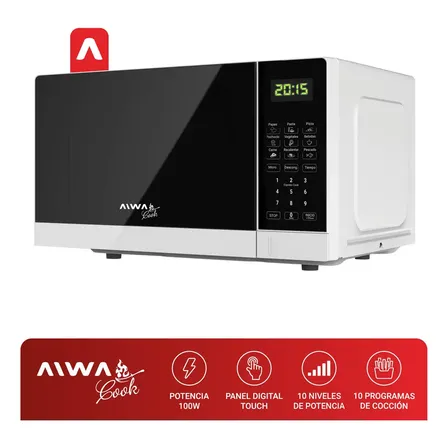 Microondas Aiwa Cook 700w 20l 10 Niveles Cocci&oacute;n Panel Touch