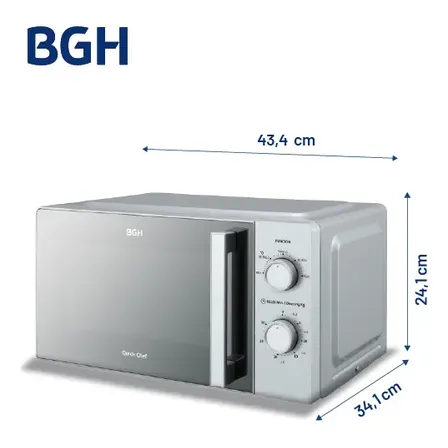 Microondas Bgh Mec&aacute;nico 18l Silver Espejado B118ms25