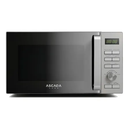 Microondas Digital Ascada 25L 900W Plateado con Temporizador y Bandeja