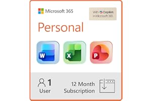 Microsoft 365 Personal | 12-Month Subscription | 1 Person | Premium Office Apps: Word, Excel, PowerPoint and more | 1TB Cloud Storage | Windows Laptop or MacBook Instant Download | Activation Required