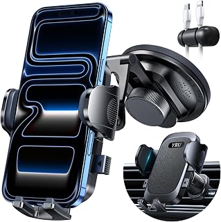 Military-Grade Heavy-Duty Metal Car Phone Holder Mount 2026 Upgraded Foldable & 360&deg; Rotatable Arm【90LBS Safest Strongest Certs & Patent】Windshield Vent Dashboard for iPhone 17 Pro Max 16 15, Black