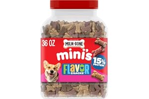 Milk-Bone Flavor Snacks Mini&rsquo;s Dog Biscuits, Flavored Crunchy Dog Treats, 36 Oz. Canister