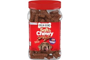 Milk-Bone Soft & Chewy Dog Treats, Made with Real Beef & Filet Mignon, 25 Ounce Canister