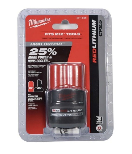 Milwaukee 48-11-2425 M12 12 Volt Red Lithium High Output CP2.5