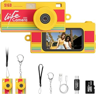 Mini Keychain Digital Camera, 16GB Card, Y2K Retro Tiny Camera