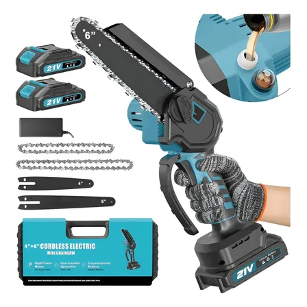 Mini Motosierra 4-6 PuLG Recargable 2 Bater&iacute;as Inal&aacute;mbrica- Azul Acero