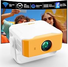 Mini Projector Portable Rotatable with Electronic Focus & Auto Kyestone | Projectors Outdoor LED Projector with WiFi & Bluetooth for Home Theater Compatible with Smartphone, TV Stick/Laptop/HDMI/USB