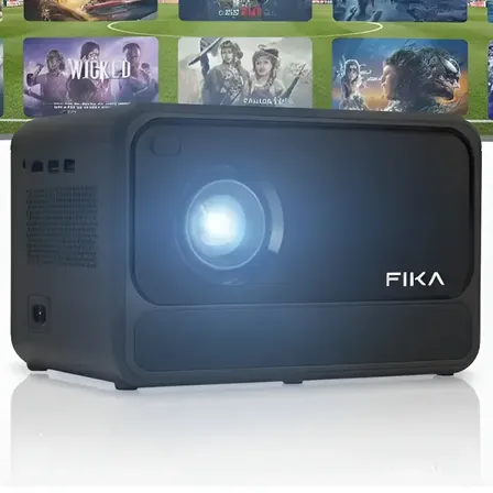 Mini Proyector Fika Led Port&aacute;til 4k P8 Hd 720p 8000 Lumens 170 ANSI Android Wifi Cine Color Negro
