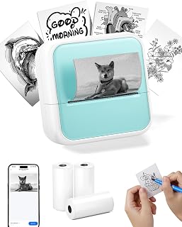 Mini Sticker Printer - Print Pods Sticker Maker Machine & 3 Rolls Paper, Thermal Portable for Photo with Smart APP, Study Notes, DIY Journal, Gift to Kids