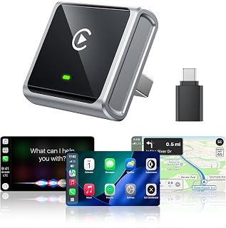 Mini Wireless CarPlay Adapter for iPhone Apple, USB-A/C Plug & Play | Go Wireless with Factory Wired Apple CarPlay, Fast Auto Connect, Low Latency, Compatible with iOS 10+ & 2015+ Cars, Gray