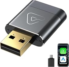 Mini Wireless CarPlay Dongle for iPhone & Digital Media Receivers Gray | Ultra Mini, Wired to Wireless, Plug & Play, Auto Reconnect, Bluetooth Wi-Fi, USB-A USB-C, Voice Control