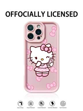 Miniso Cute Hello Kitty Pink Rhombus Bow Pattern Phone Case For IPhone  15 14 13 12 11 Pro Max X XS XR 7 8 Plus Soft Shockproof Full Coverage Cover Fit Samsung S24 S23 Ultra A54 A34 A14 Google Pixel 8 7 Girls Kawaii Protective Shell IPhone17promax//15/14P