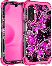 Miqala for Galaxy A17 5G Case,Glow in The Dark Three Layer Heavy Duty Shockproof Full Protection Hard Plastic Bumper+Soft Silicone Protective Case for Samsung Galaxy A17 5G 6.7 inch,Hot Pink