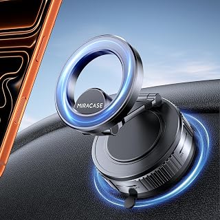 Miracase 2026 Vacuum for Magsafe Car Mount, [Strongest Suction] Magnetic Phone Holders for Your Car, 360&deg; Adjustable Car Phone Holder Mount for iPhone 17 Pro Max 16 15 14 13 12 & All Smartphones