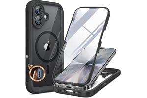 Miracase for iPhone 17 Case 6.3'', Full-Body Bumper Military Drop Protection Outdoor Phone case with Built-in Glass Screen &Camera Control,Easy Installation,No Gap,Compatible with MagSafe,Black