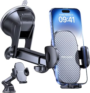 Miracase Phone Holders for Your Car Dashboard Windshield, [65+LBS Strongest Suction] Universal Long Arm Cell Phone Holder Automobile Cradle for iPhone 18 Pro Max 17 16 15 14 Android Garmin GPS