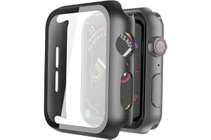 Misxi Screen Protector Case for 44mm Apple Watch SE3/SE2/SE/Series 6/5/4 | 2-Pack Cover with Tempered Glass for SE3/SE2/SE/Series6/5/4, Scratch Resistant Sensitive Touch Protection, Black