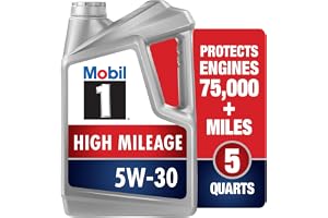 Mobil 1 High Mileage Full Synthetic Motor Oil 5W-30, 5 Quart