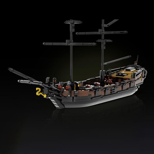 MOC Brig Ship Boat Model for Pirates Theme Series Sailing Vessel 1519 Pcs