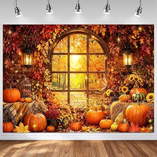 Mocsicka Fall Pumpkin Backdrop 10x8Ft Fall Party Decorations