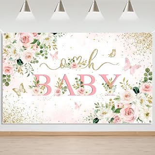 Mocsicka Girl Baby Shower Backdrop Oh Baby Sign for Backdrop
