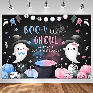 Mocsicka Halloween Gender Reveal Backdrop 7x5ft