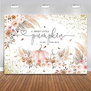 Mocsicka Little Pumpkin Baby Shower Decorations Party Backdrop, 10x8ft