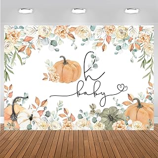 Mocsicka Pumpkin Baby Shower Backdrop Gender Neutral Oh Baby Background Autumn Fall Little Pumpkin Baby Shower Party Decoration (Orange, 8x6ft(96''x72''))
