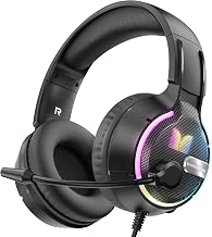 Monster Mission 320 Gaming Headset for PS5, PS4PC,Switch,Noise Cancelling Over Ear Headphones with Mic, LED Light, 7.1 Surround Sound,Gifts